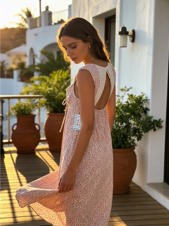 Tulip B Dresses & Skirts - Sleeveless Pink Floral Midi Dress with Cutout Back